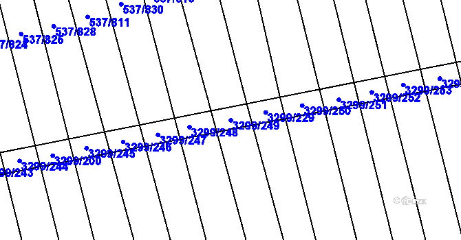 Parcela st. 3299/249 v KÚ Hroznová Lhota, Katastrální mapa
