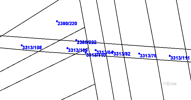 Parcela st. 3313/64 v KÚ Hroznová Lhota, Katastrální mapa