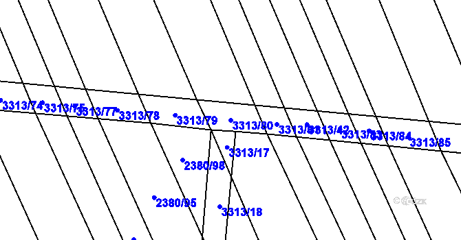 Parcela st. 3313/80 v KÚ Hroznová Lhota, Katastrální mapa