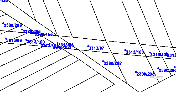 Parcela st. 3313/87 v KÚ Hroznová Lhota, Katastrální mapa