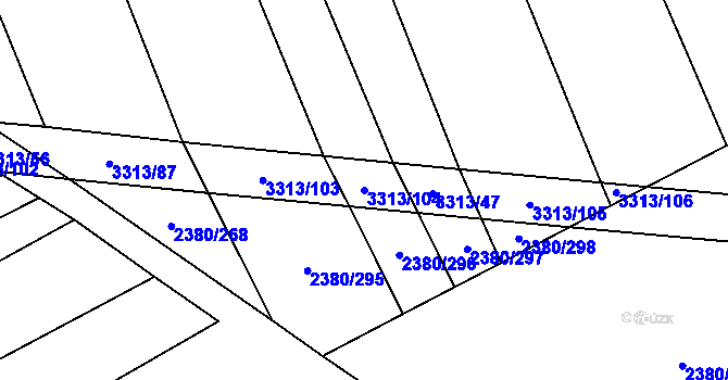 Parcela st. 3313/104 v KÚ Hroznová Lhota, Katastrální mapa