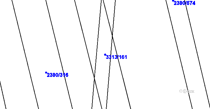 Parcela st. 3313/161 v KÚ Hroznová Lhota, Katastrální mapa