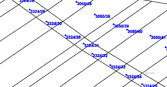 Parcela st. 3324/31 v KÚ Hroznová Lhota, Katastrální mapa