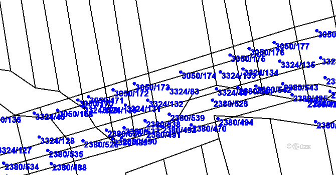 Parcela st. 3324/83 v KÚ Hroznová Lhota, Katastrální mapa