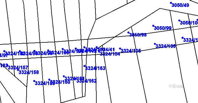 Parcela st. 3324/104 v KÚ Hroznová Lhota, Katastrální mapa