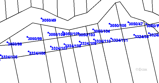 Parcela st. 3324/109 v KÚ Hroznová Lhota, Katastrální mapa
