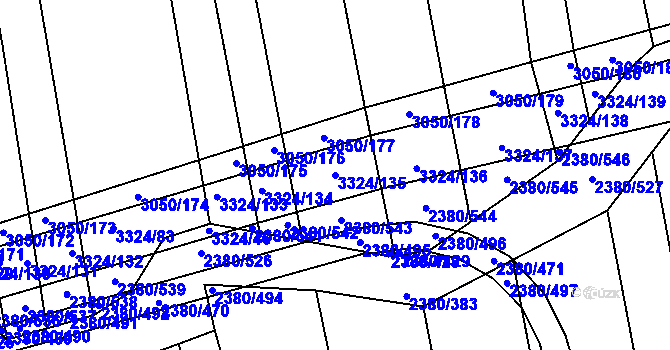 Parcela st. 3324/135 v KÚ Hroznová Lhota, Katastrální mapa