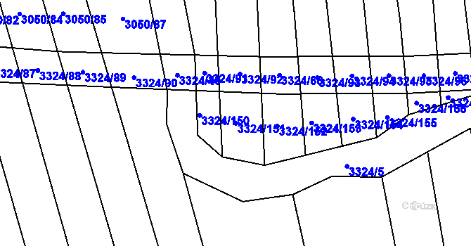 Parcela st. 3324/151 v KÚ Hroznová Lhota, Katastrální mapa