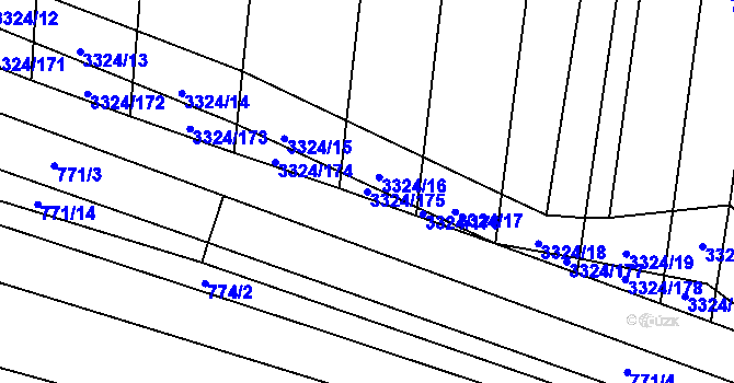 Parcela st. 3324/175 v KÚ Hroznová Lhota, Katastrální mapa
