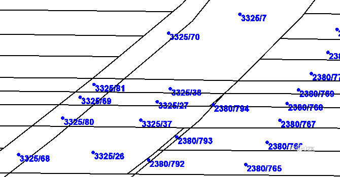 Parcela st. 3325/38 v KÚ Hroznová Lhota, Katastrální mapa
