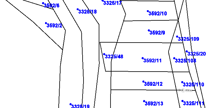 Parcela st. 3325/48 v KÚ Hroznová Lhota, Katastrální mapa