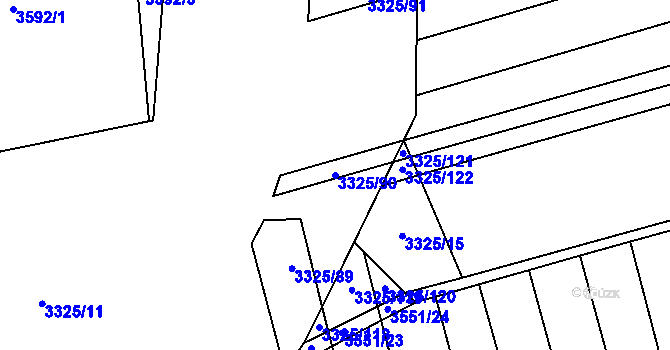 Parcela st. 3325/90 v KÚ Hroznová Lhota, Katastrální mapa