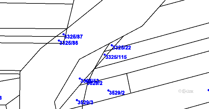 Parcela st. 3325/115 v KÚ Hroznová Lhota, Katastrální mapa
