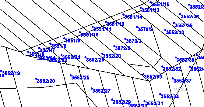 Parcela st. 3552/28 v KÚ Hroznová Lhota, Katastrální mapa