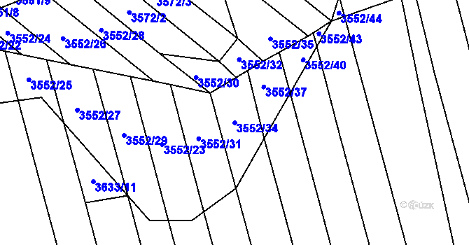 Parcela st. 3552/34 v KÚ Hroznová Lhota, Katastrální mapa
