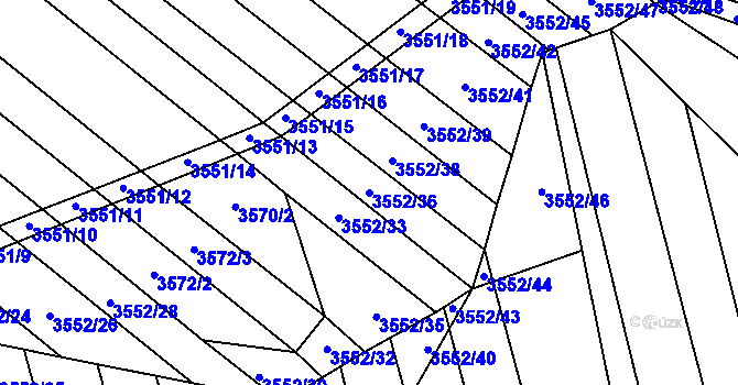 Parcela st. 3552/36 v KÚ Hroznová Lhota, Katastrální mapa