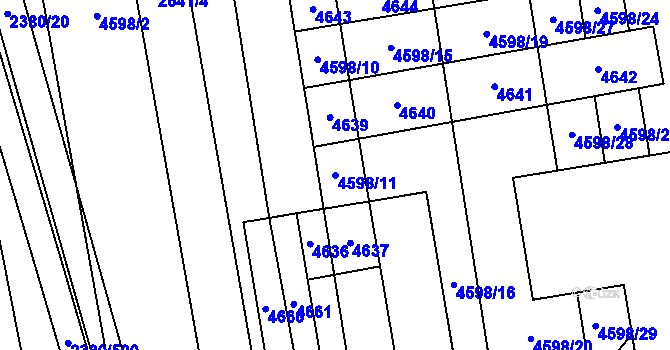 Parcela st. 4598/11 v KÚ Hroznová Lhota, Katastrální mapa