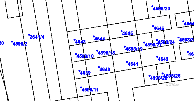Parcela st. 4598/15 v KÚ Hroznová Lhota, Katastrální mapa