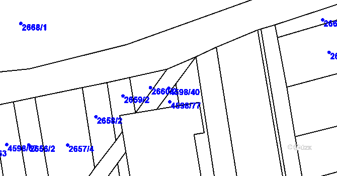Parcela st. 4598/40 v KÚ Hroznová Lhota, Katastrální mapa