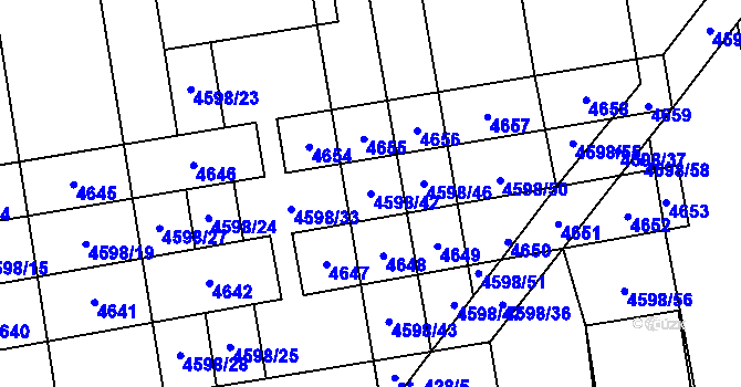 Parcela st. 4598/42 v KÚ Hroznová Lhota, Katastrální mapa