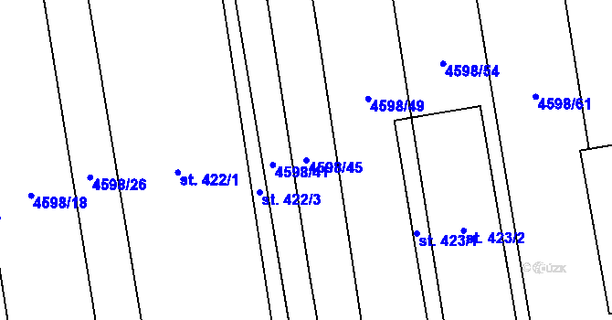 Parcela st. 4598/45 v KÚ Hroznová Lhota, Katastrální mapa
