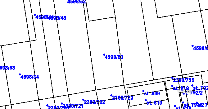 Parcela st. 4598/60 v KÚ Hroznová Lhota, Katastrální mapa