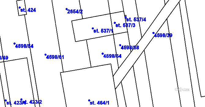 Parcela st. 4598/64 v KÚ Hroznová Lhota, Katastrální mapa