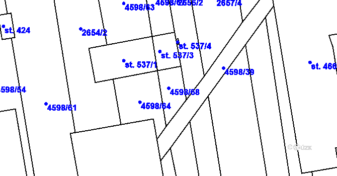 Parcela st. 4598/68 v KÚ Hroznová Lhota, Katastrální mapa