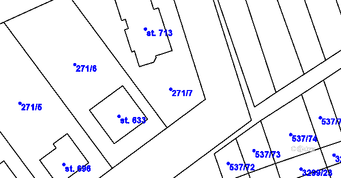 Parcela st. 271/7 v KÚ Hroznová Lhota, Katastrální mapa