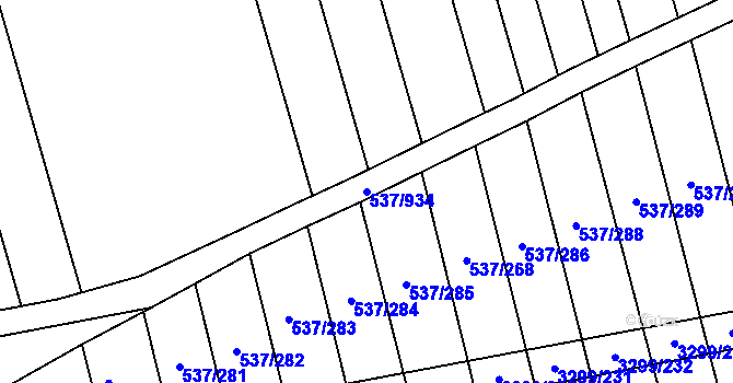 Parcela st. 537/934 v KÚ Hroznová Lhota, Katastrální mapa