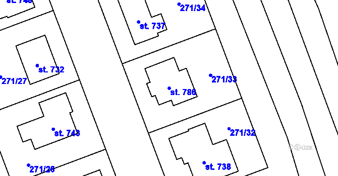 Parcela st. 786 v KÚ Hroznová Lhota, Katastrální mapa