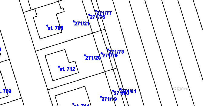Parcela st. 271/79 v KÚ Hroznová Lhota, Katastrální mapa