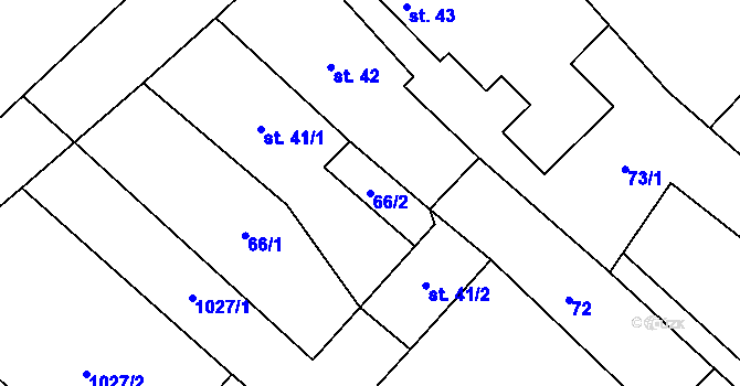 Parcela st. 66/2 v KÚ Hrozová, Katastrální mapa