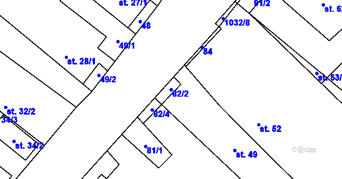 Parcela st. 82/2 v KÚ Hrozová, Katastrální mapa