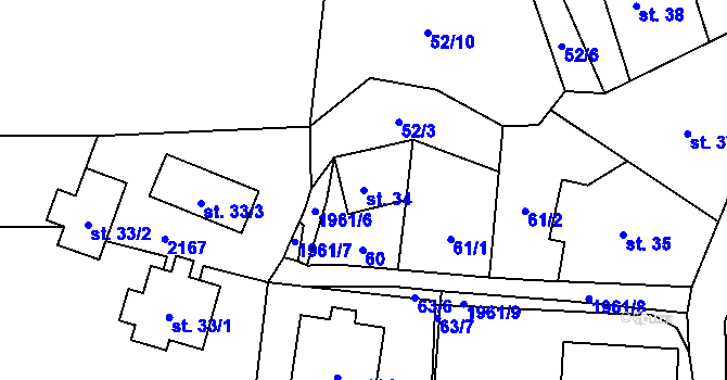 Parcela st. 34 v KÚ Hrubá Skála, Katastrální mapa