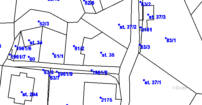 Parcela st. 35 v KÚ Hrubá Skála, Katastrální mapa