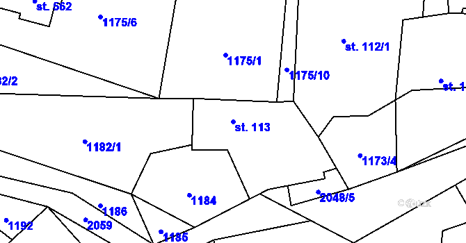 Parcela st. 113 v KÚ Hrubá Skála, Katastrální mapa