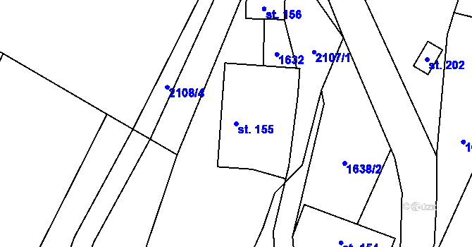 Parcela st. 155 v KÚ Hrubá Skála, Katastrální mapa