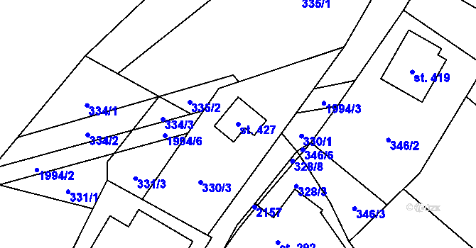 Parcela st. 427 v KÚ Hrubá Skála, Katastrální mapa