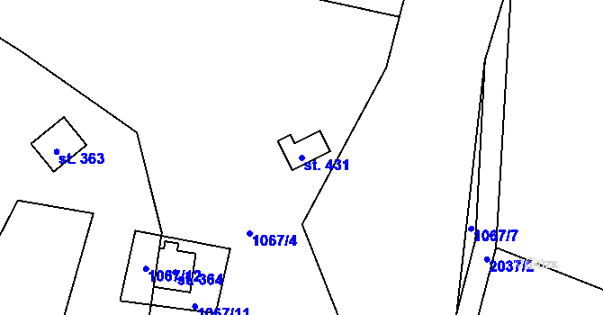 Parcela st. 431 v KÚ Hrubá Skála, Katastrální mapa
