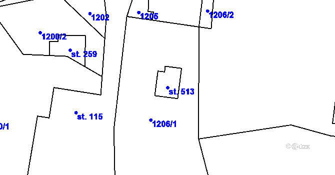 Parcela st. 513 v KÚ Hrubá Skála, Katastrální mapa