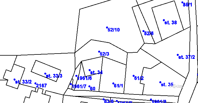 Parcela st. 52/3 v KÚ Hrubá Skála, Katastrální mapa