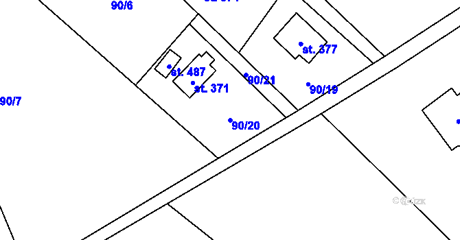 Parcela st. 90/20 v KÚ Hrubá Skála, Katastrální mapa