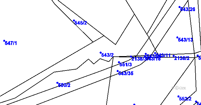 Parcela st. 543/2 v KÚ Hrubá Skála, Katastrální mapa