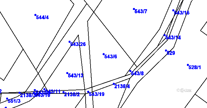 Parcela st. 543/6 v KÚ Hrubá Skála, Katastrální mapa
