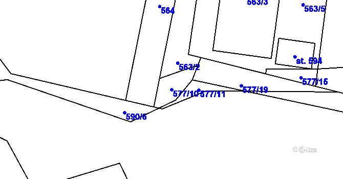 Parcela st. 577/10 v KÚ Hrubá Skála, Katastrální mapa