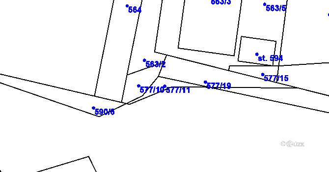 Parcela st. 577/11 v KÚ Hrubá Skála, Katastrální mapa