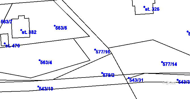 Parcela st. 577/16 v KÚ Hrubá Skála, Katastrální mapa