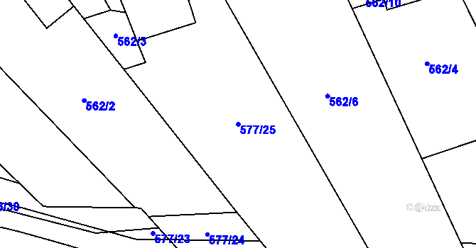 Parcela st. 577/25 v KÚ Hrubá Skála, Katastrální mapa