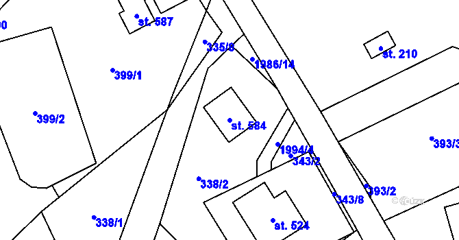 Parcela st. 584 v KÚ Hrubá Skála, Katastrální mapa